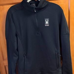 SPYDER Core Sweater 1/4 Zip Fleece Lined Black Ski Performance Sz S